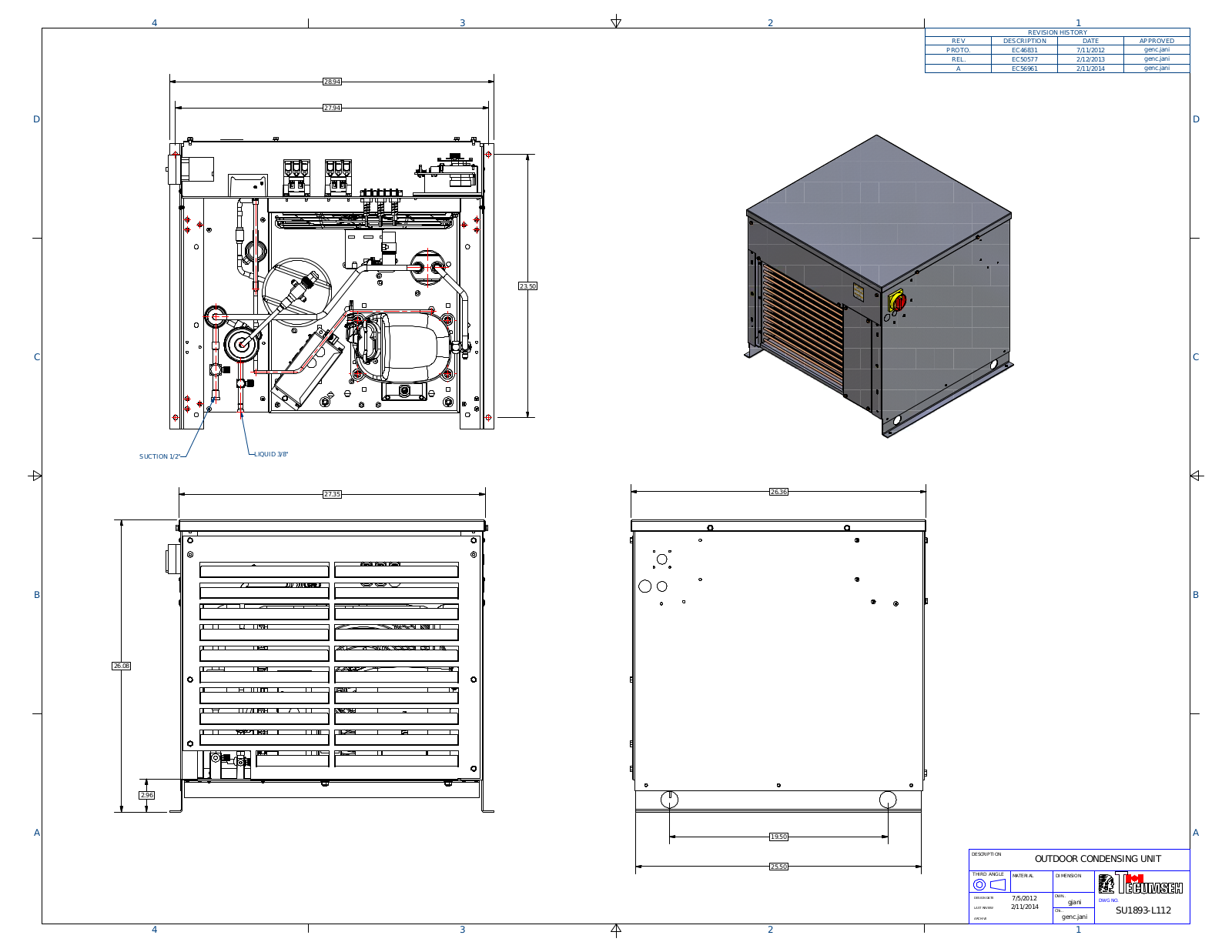 Tecumseh AJA2423ZXDHS, AJA2436ZXDHS, AJA7494ZXDHS, AJA9484EXDHS Drawing Data