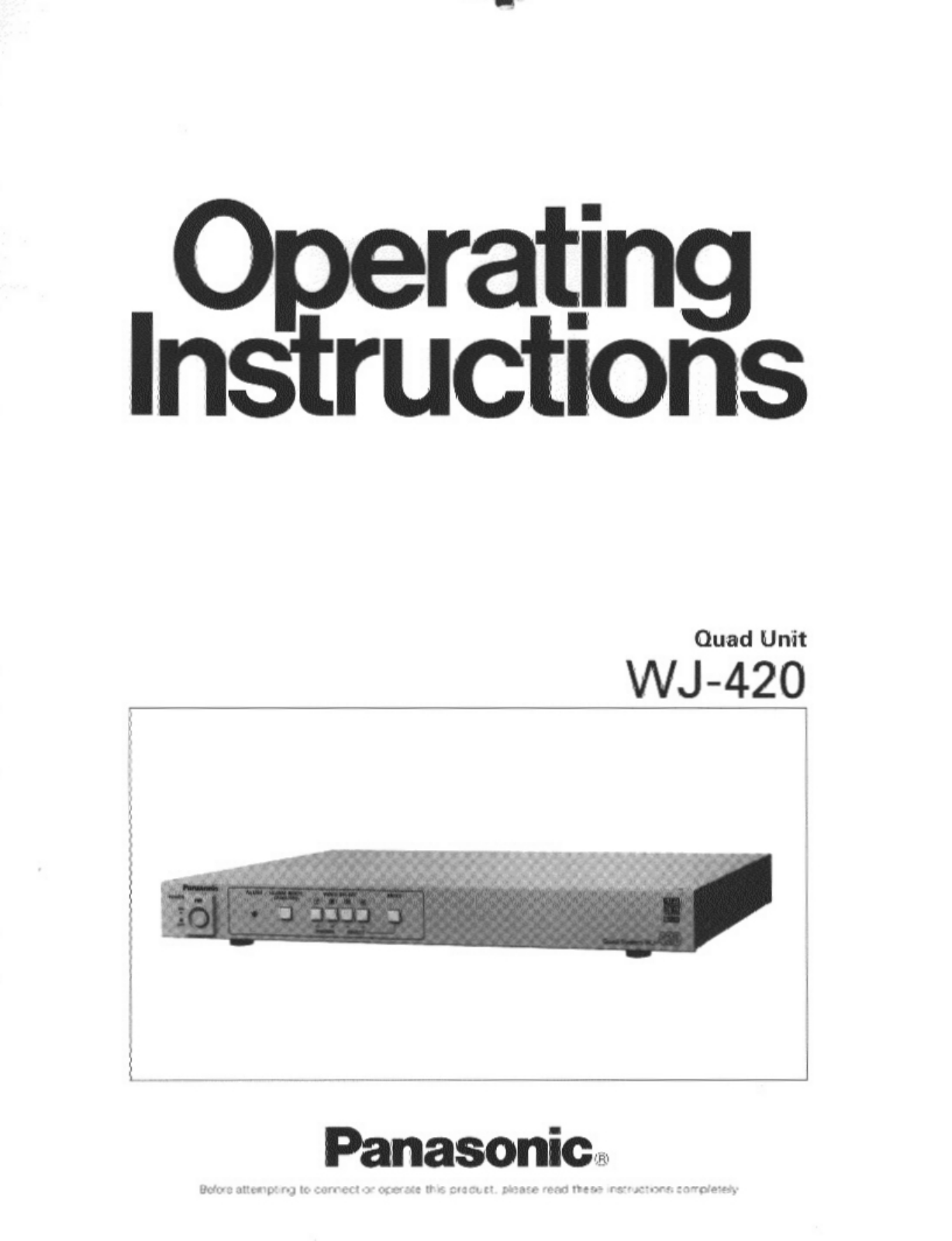 Panasonic WJ-420 User Manual