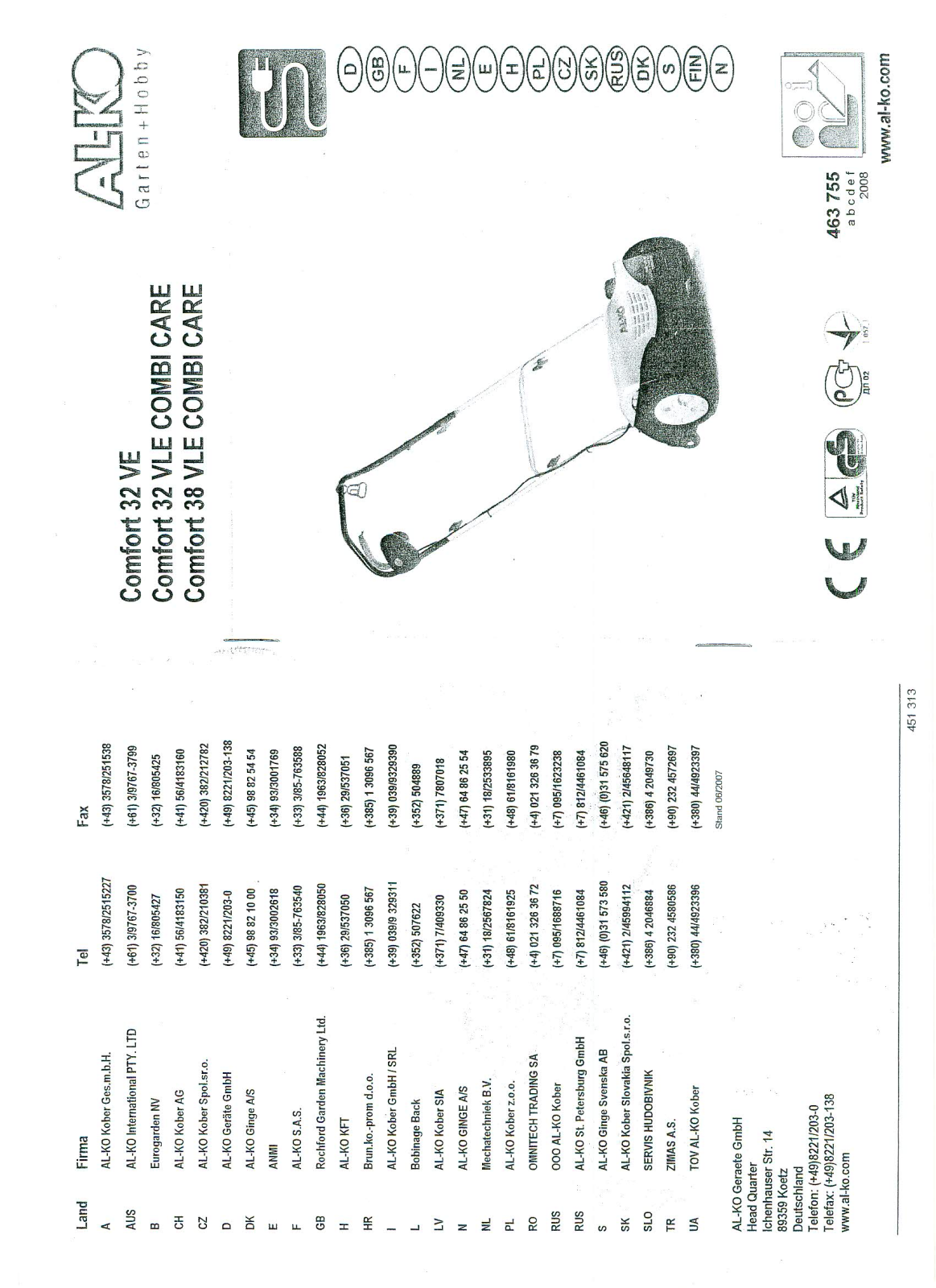 AL-KO 32 VLE, 38 VLB User Manual