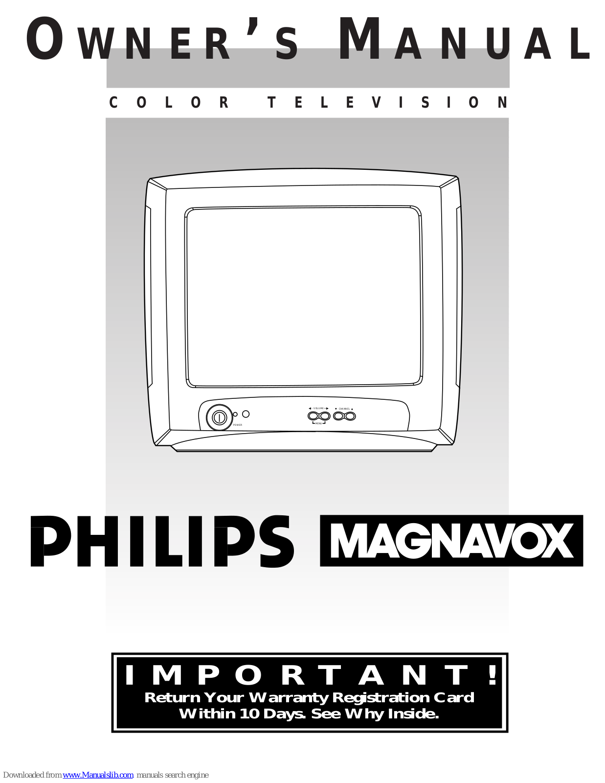 Philips 28PW9515, COLOR TV 13 INCH 13PR18C Owner's Manual