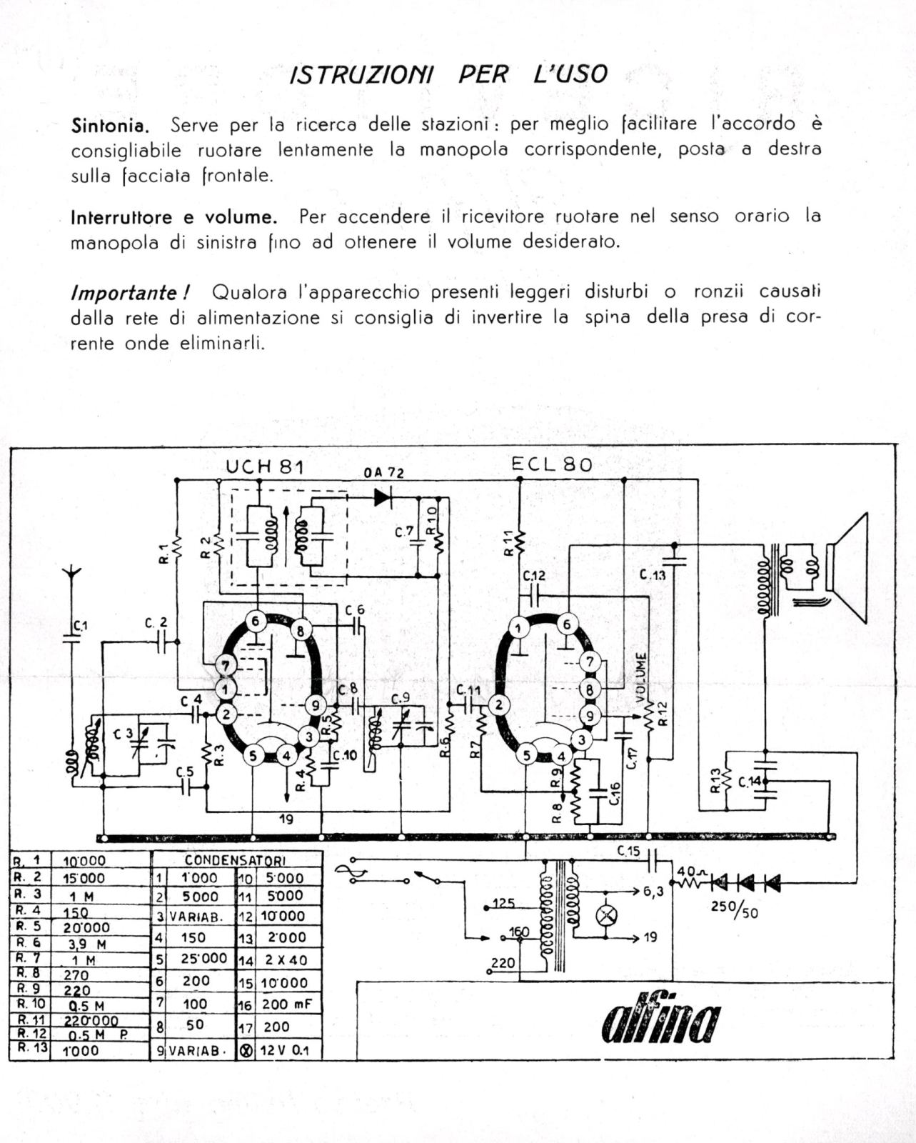 Alfa Radio alfina ninnolo schematic