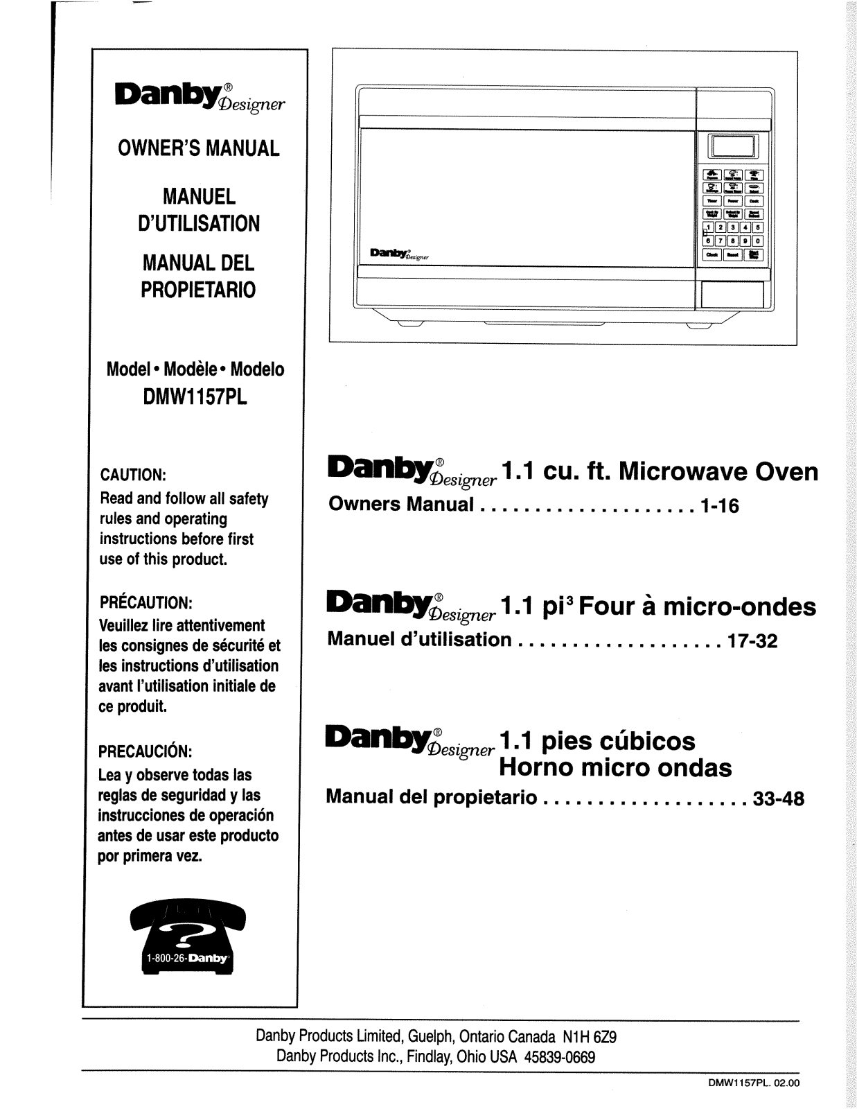 Danby DMW1157PL User Manual