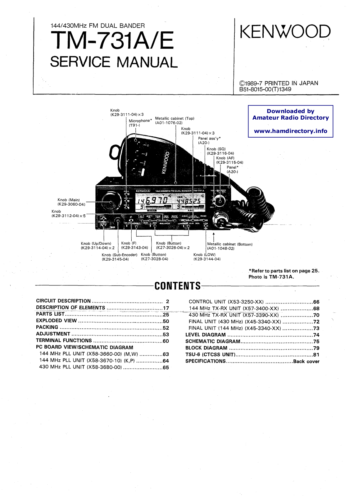 Kenwood tm731 schematic