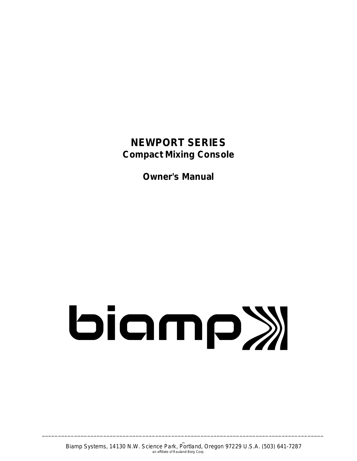 Biamp NEWPORT, NE-WPORT OWNE-R User Manual