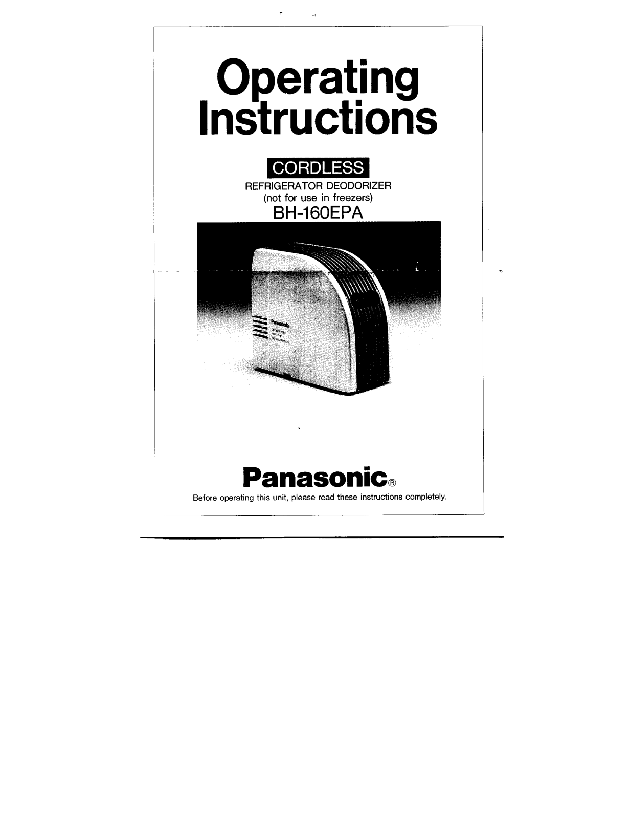 Panasonic bh-160 Operation Manual