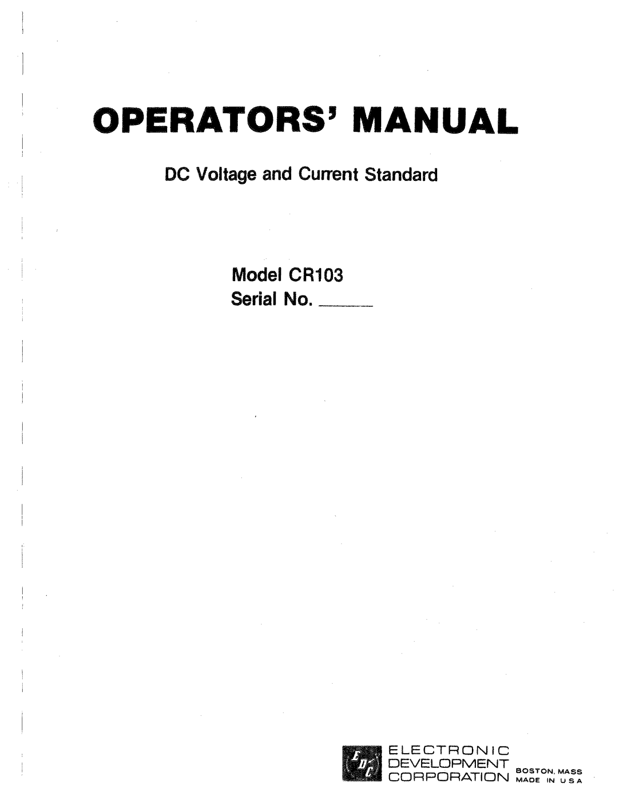 EDC CR103 Service manual