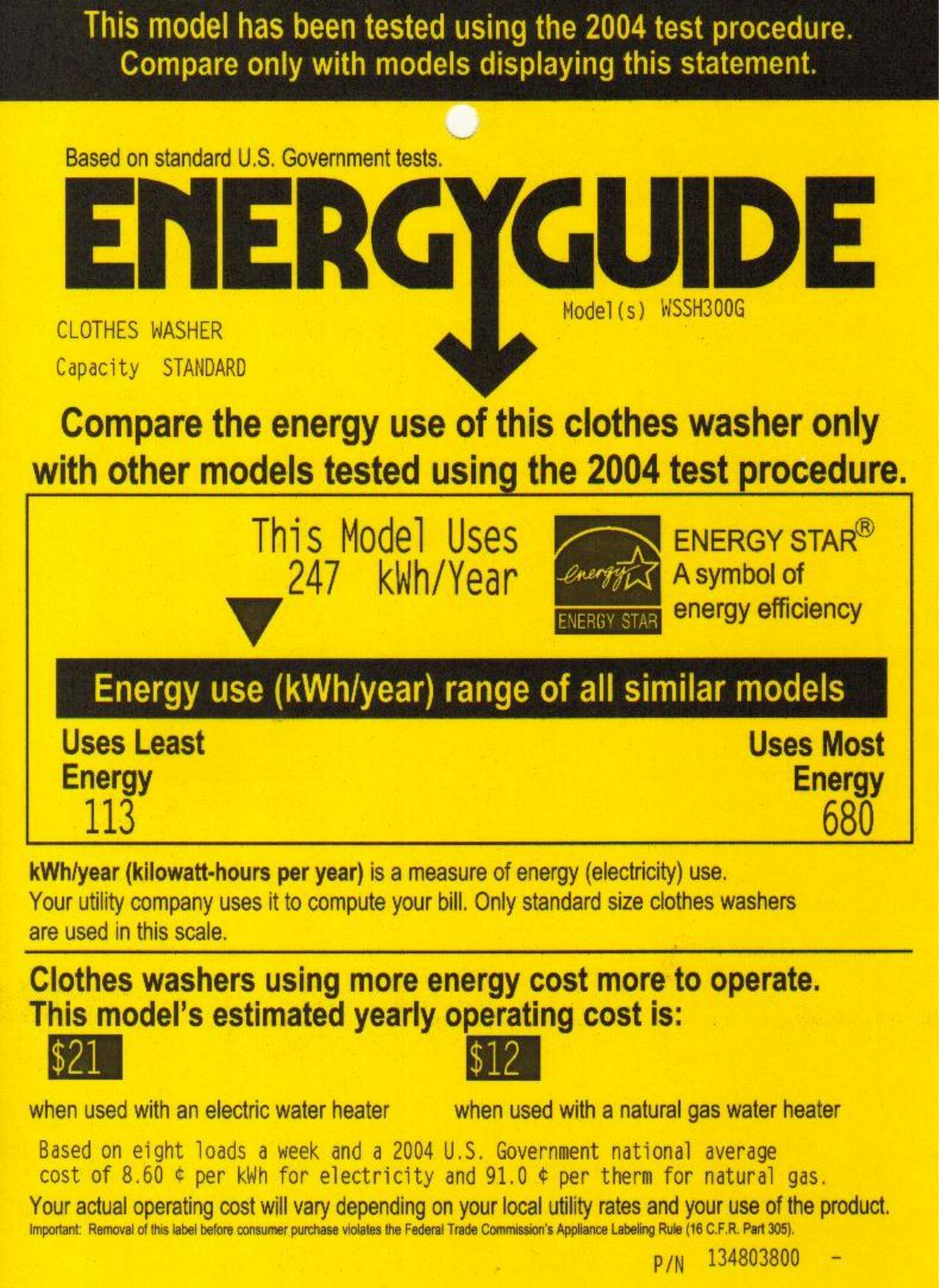 General Electric WSSH300GWW User Manual