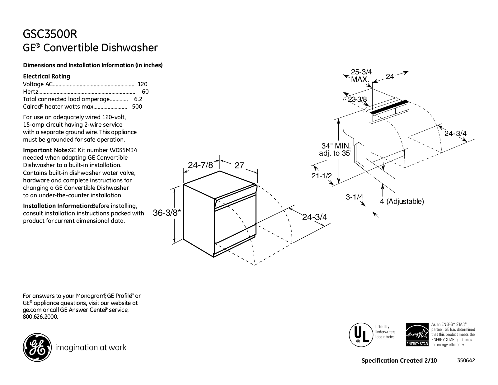 GE GSC3500RBB, GSC3500NBB, GSC3500NWW User Manual