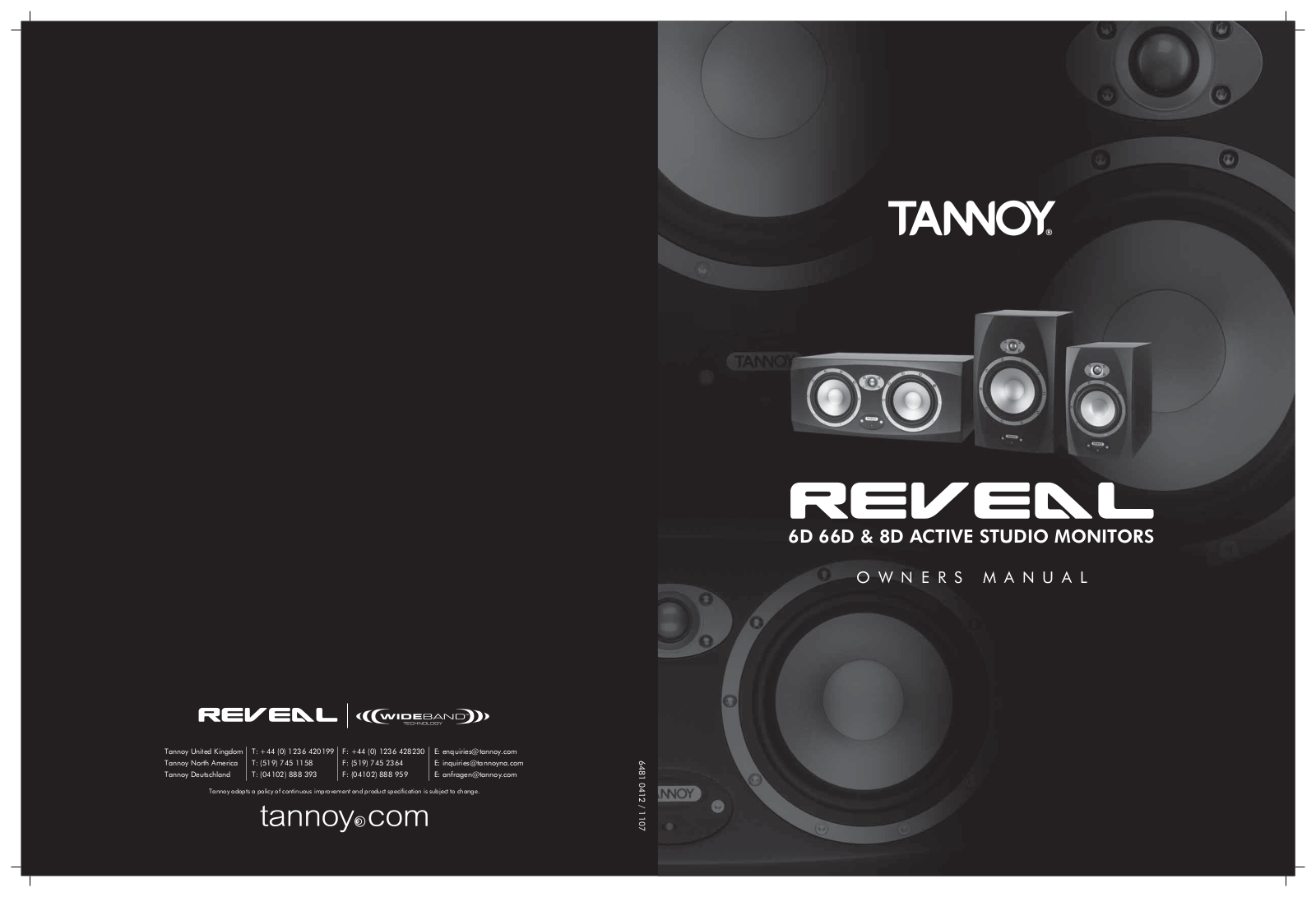 Tannoy 6D, 66D, 8D User Manual