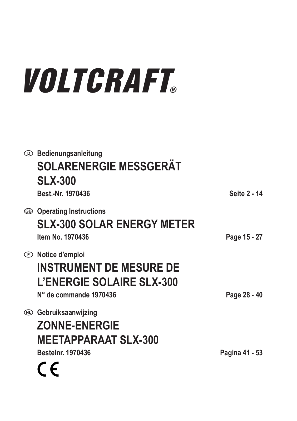 VOLTCRAFT SLX-300 User guide