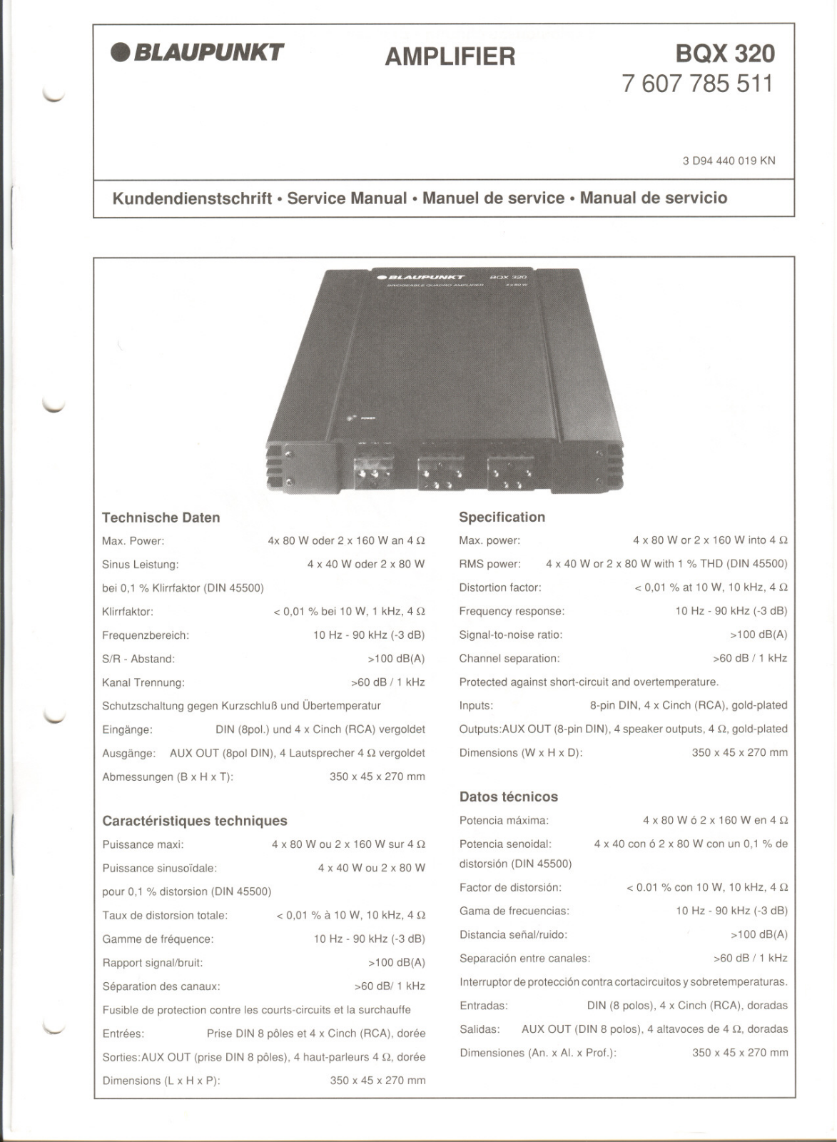 BLAUPUNKT BQX 320 Service Manual