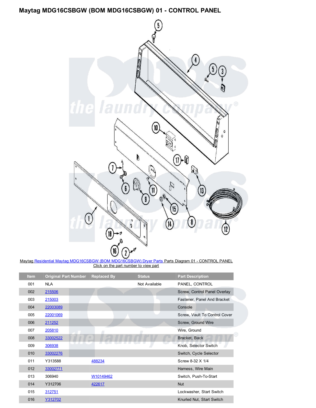 Maytag MDG16CSBGW Parts Diagram