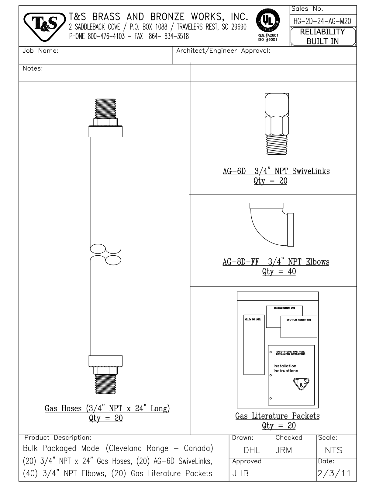 T&S Brass HG-2D-24-AG-M20 User Manual