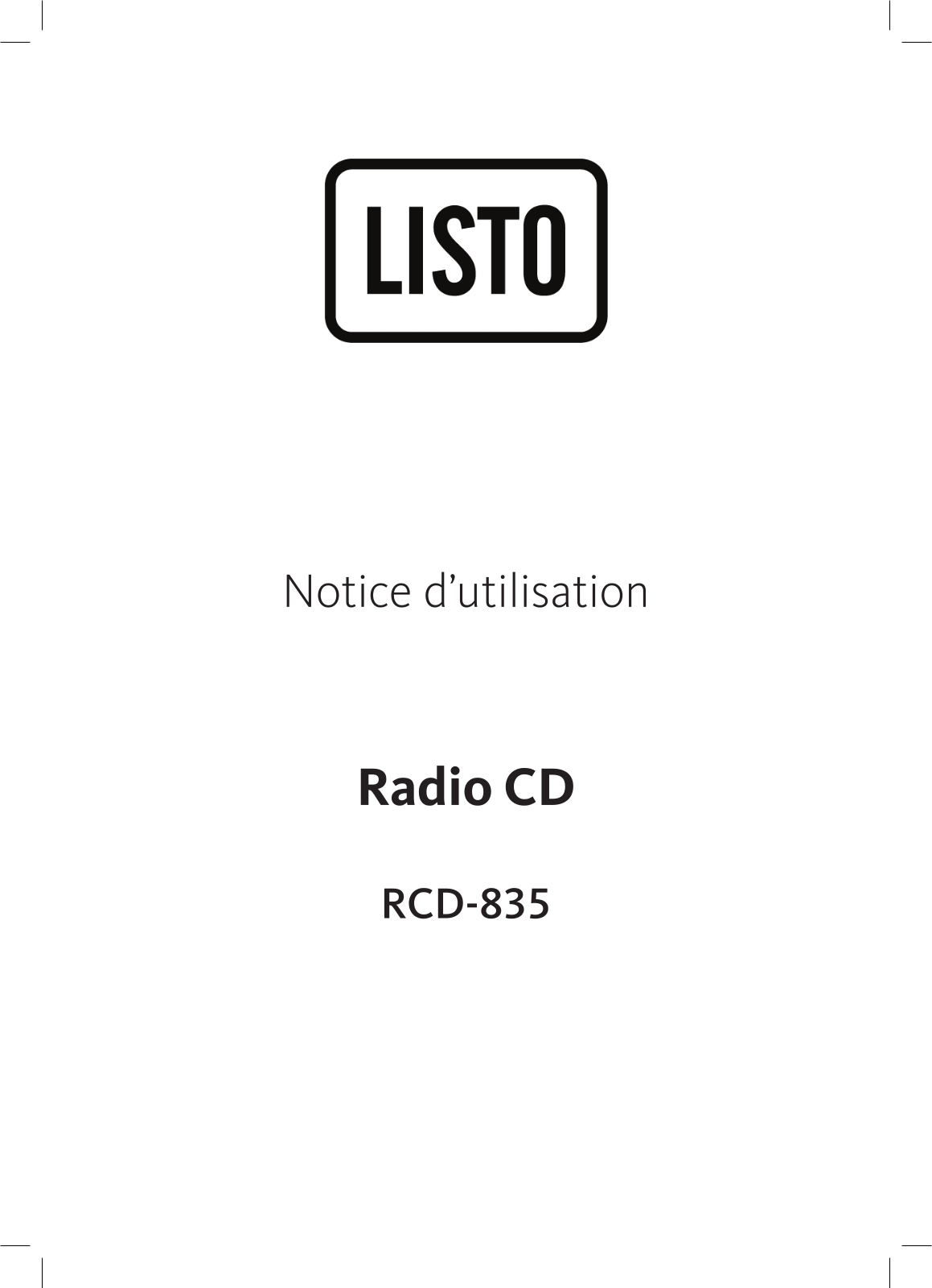 Listo RCD-835 User Manual