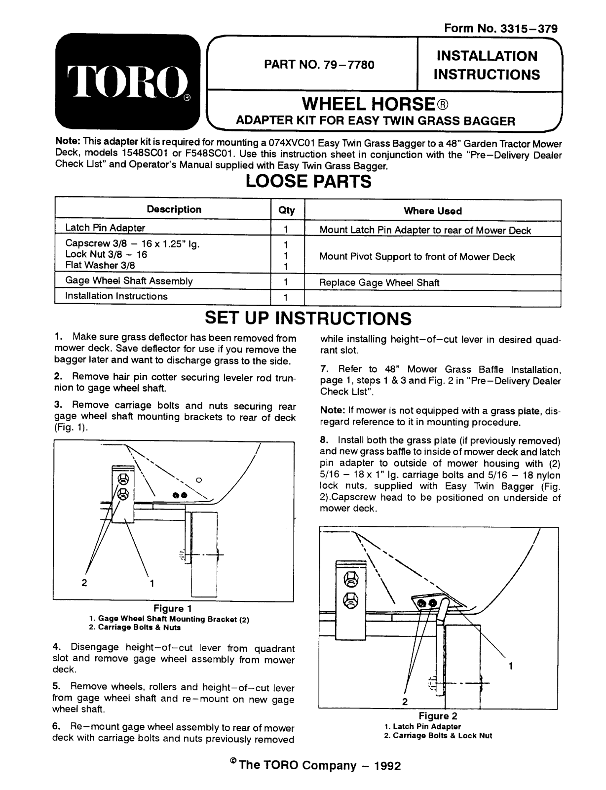 Toro 79-7780 Installation Instructions