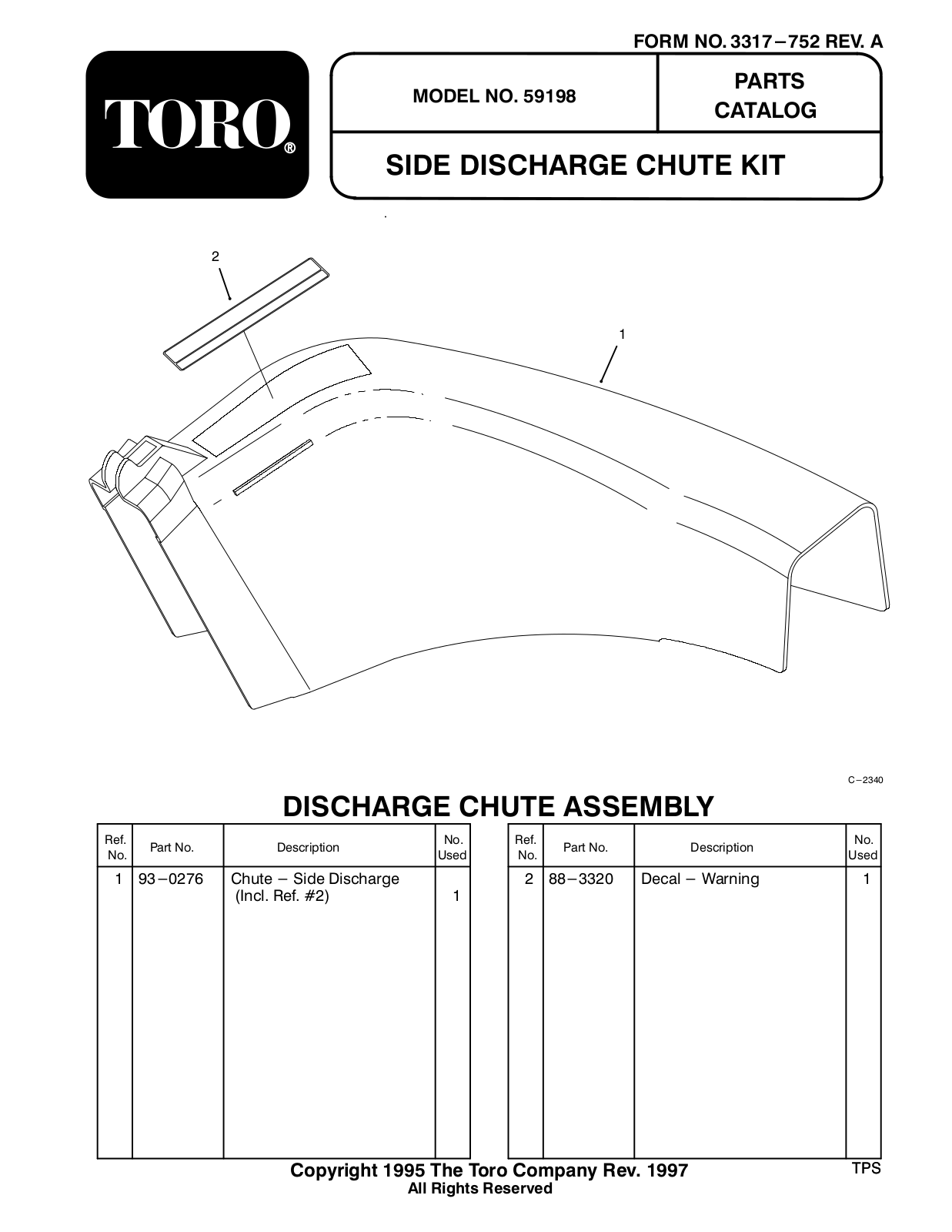 Toro 59198 Parts Catalogue