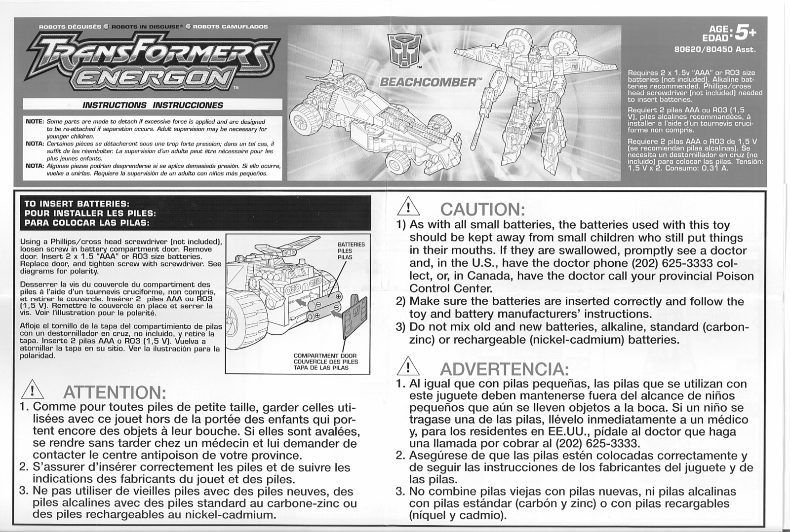 HASBRO Transformers Energon Beachcomber User Manual