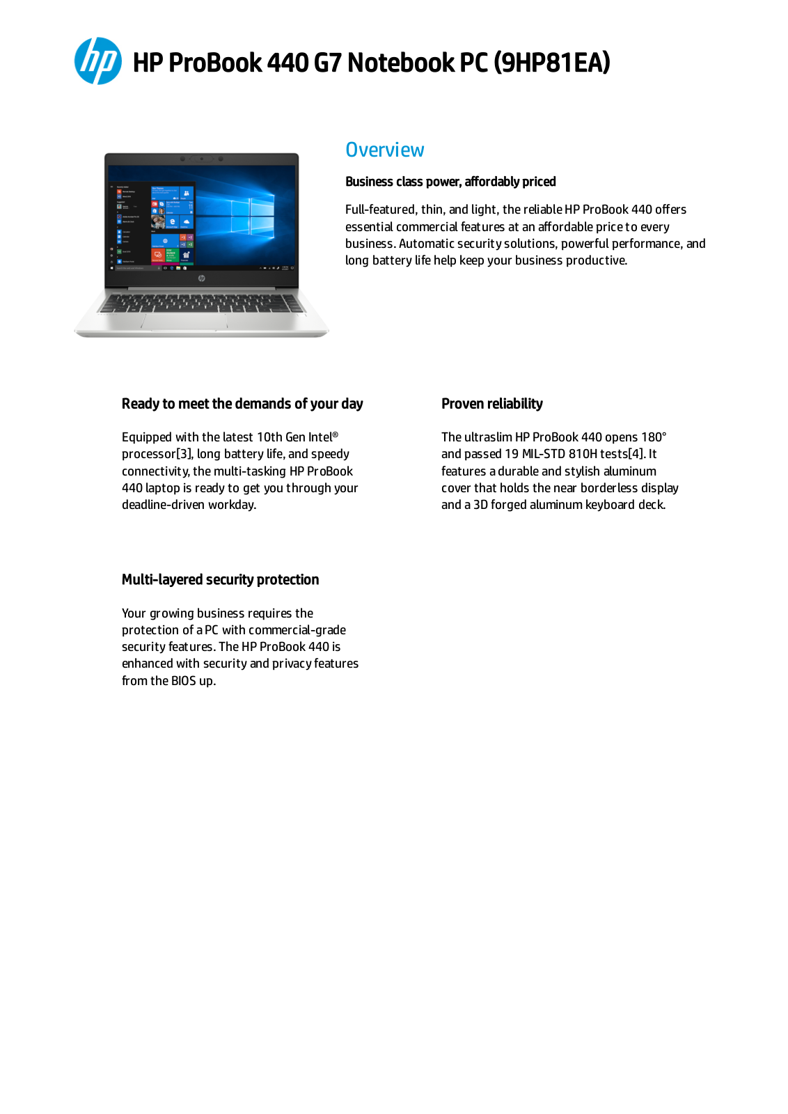 HP ProBook 440 G7 Technical data - ManualMachine.com