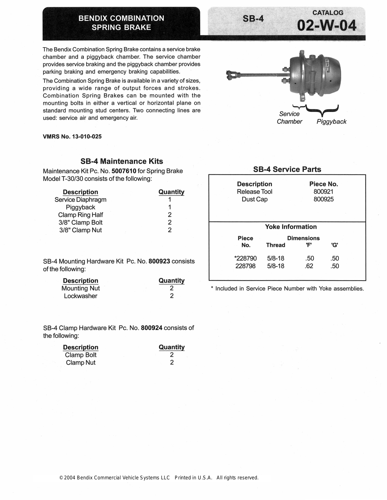 BENDIX 02-W-04 User Manual