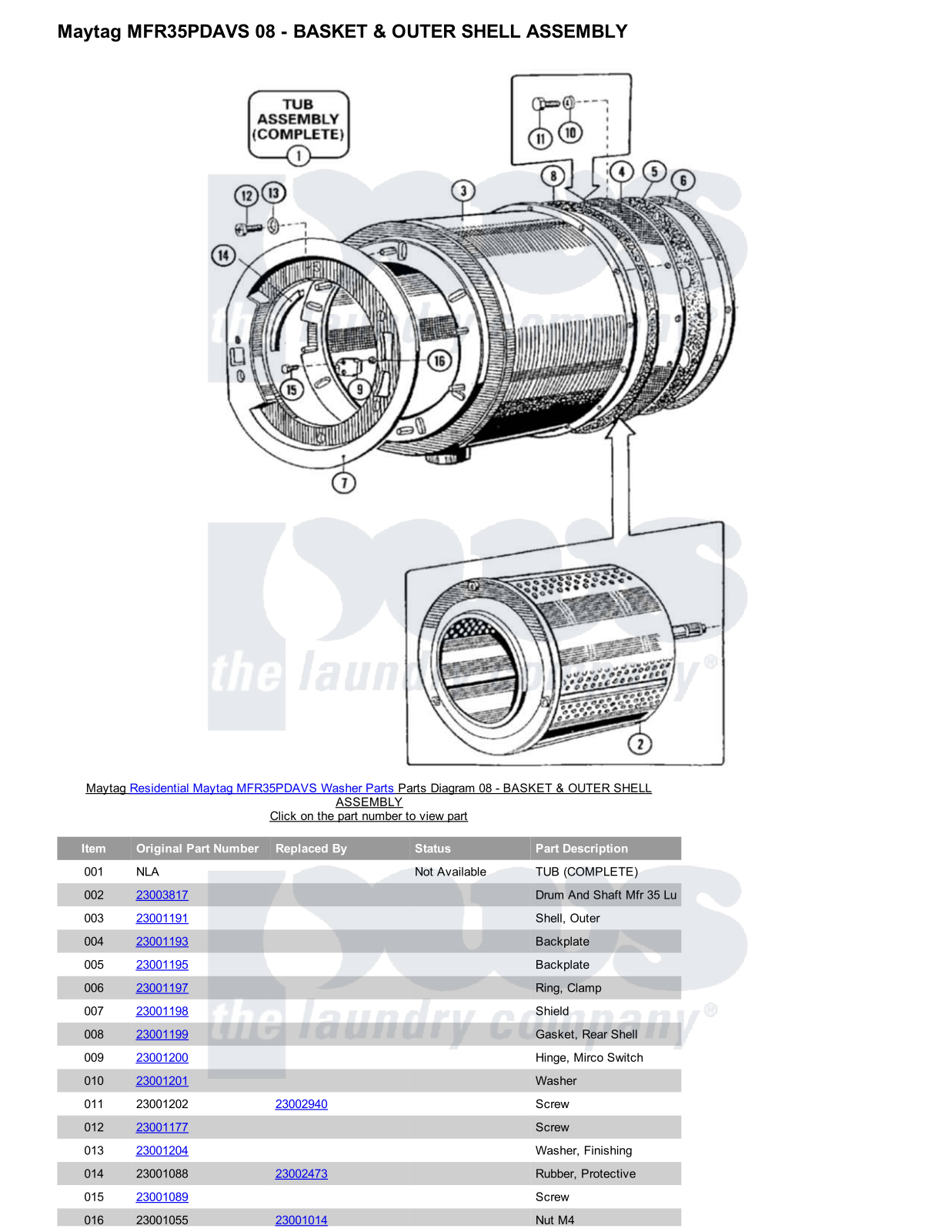 Maytag MFR35PDAVS Parts Diagram