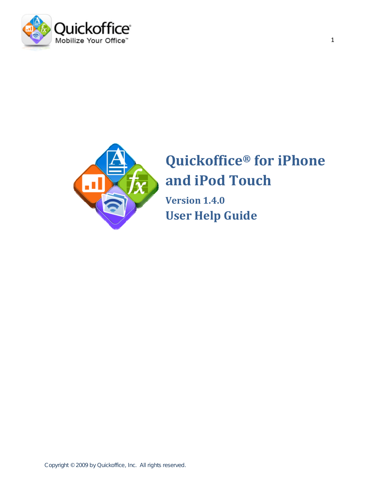 Quickoffice IPOD TOUCH, Quickoffice User Manual