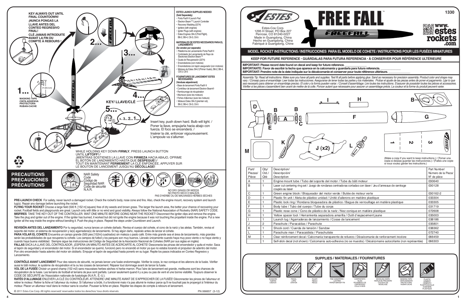 ESTES FREE FALL User Manual