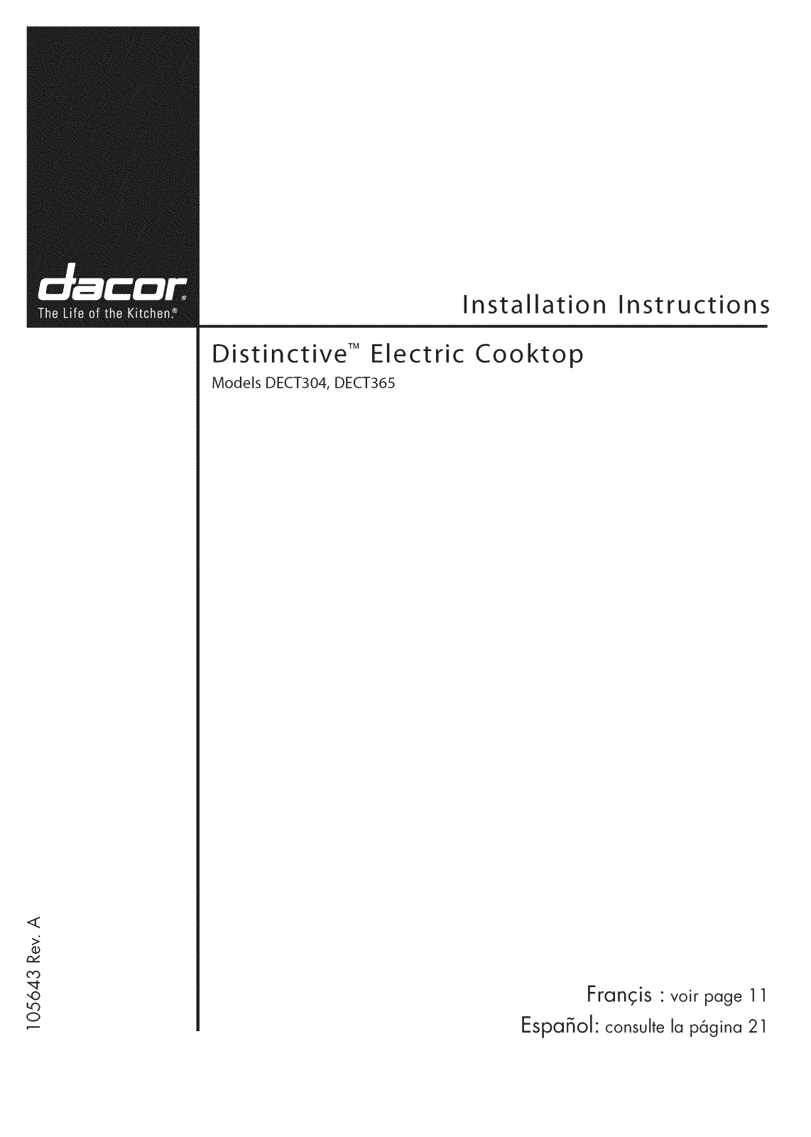 Dacor DECT304, DECT365 Installation Guide - ManualMachine.com