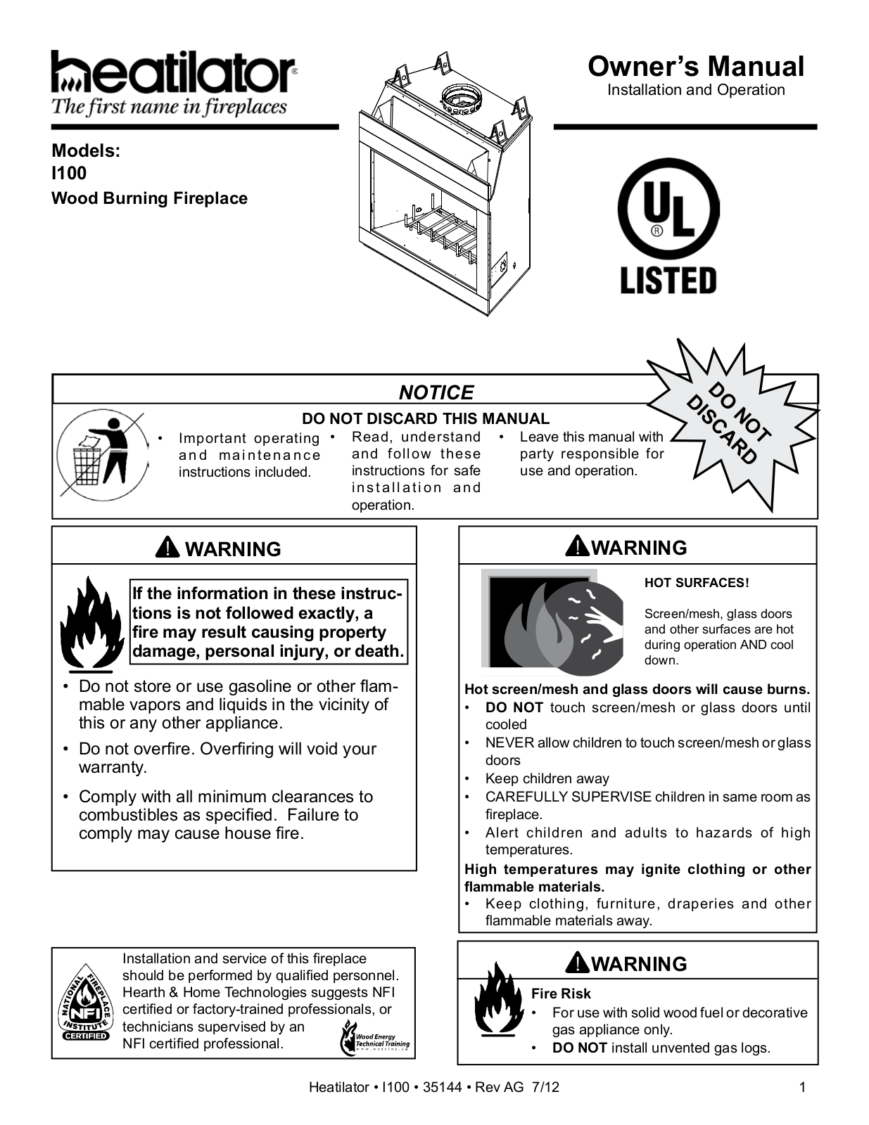 Hearth I100 User Manual