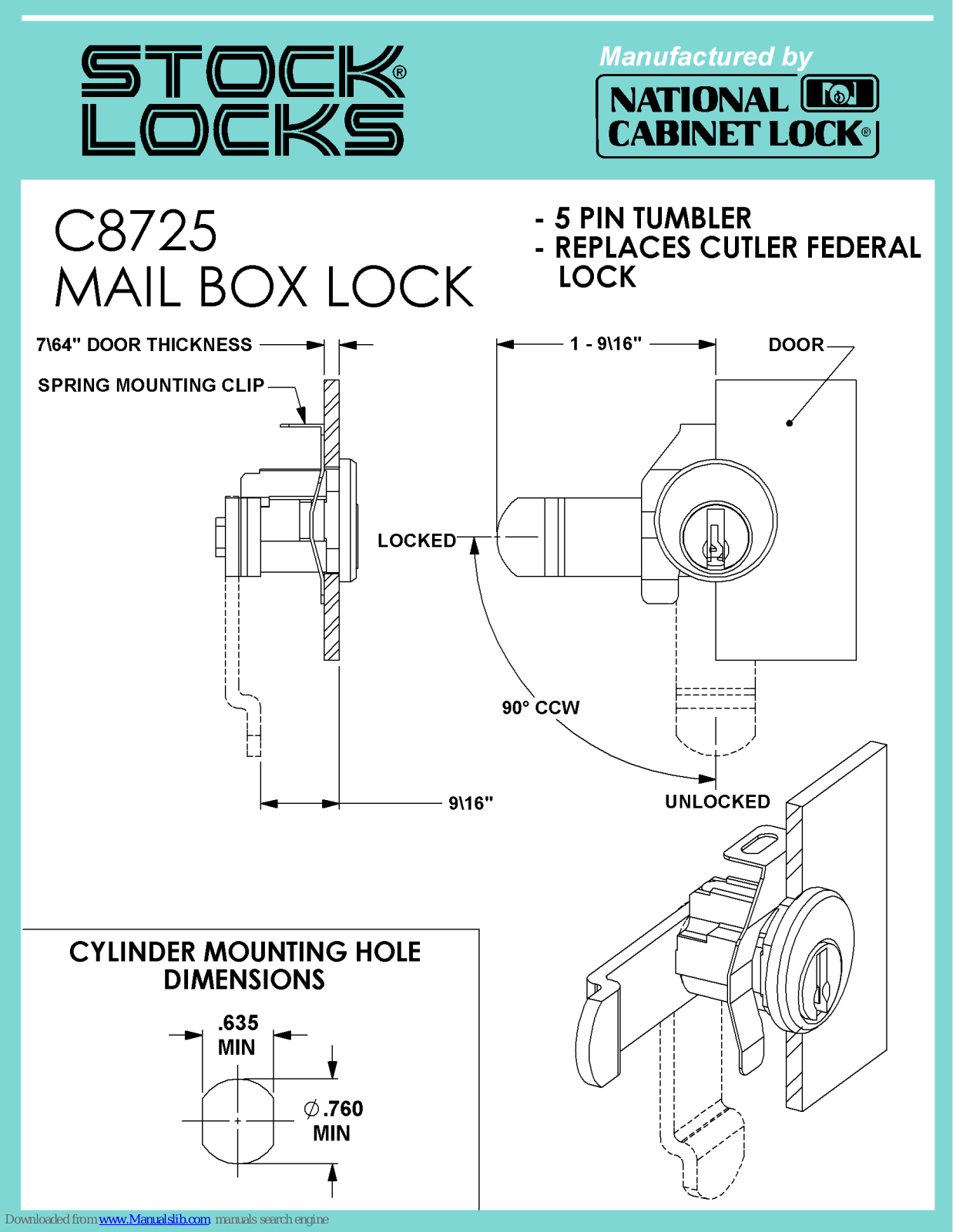 Stock Loks C8725 Instruction Sheet - ManualMachine.com