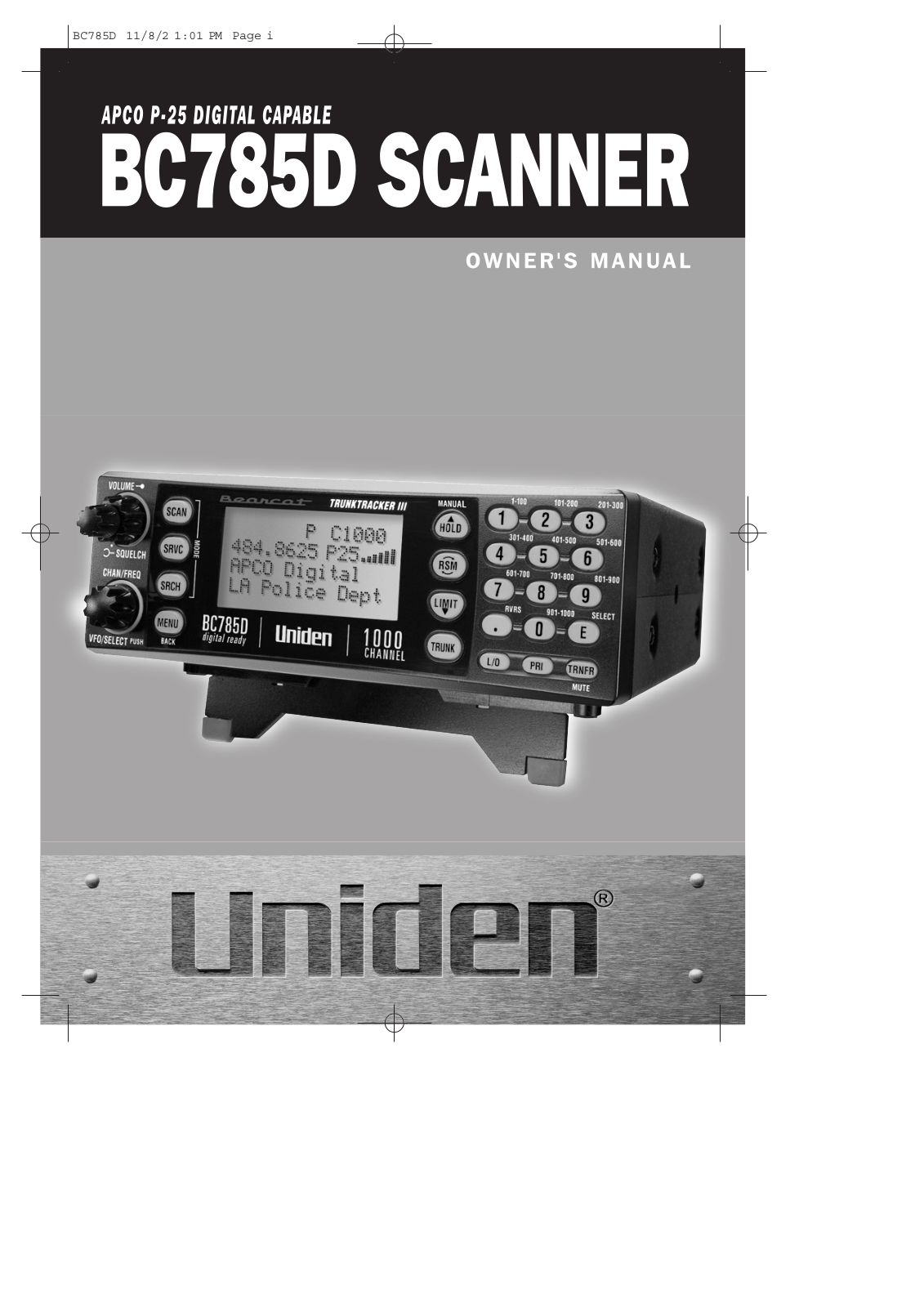 Uniden BC785D User Manual