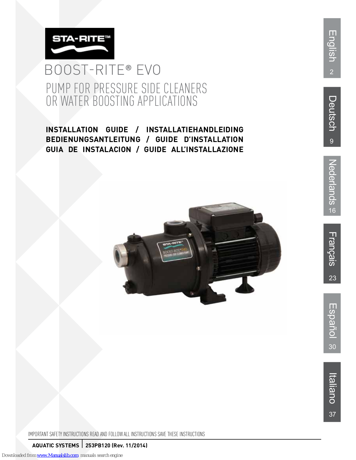 STA-RITE BOOST-RITE EVO Installation Manual