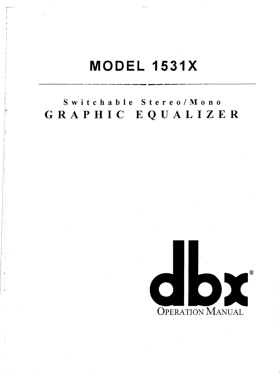 DBX 1531X Owner's Manual