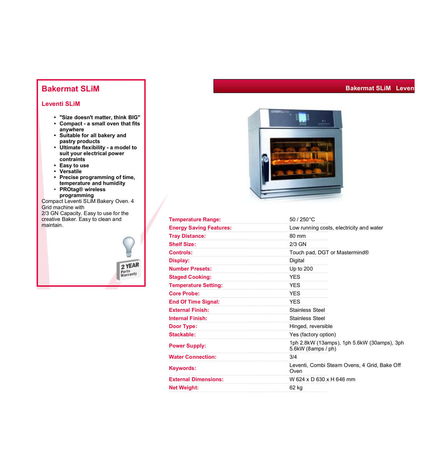 Valera BAKERMAT SLIM DATASHEET