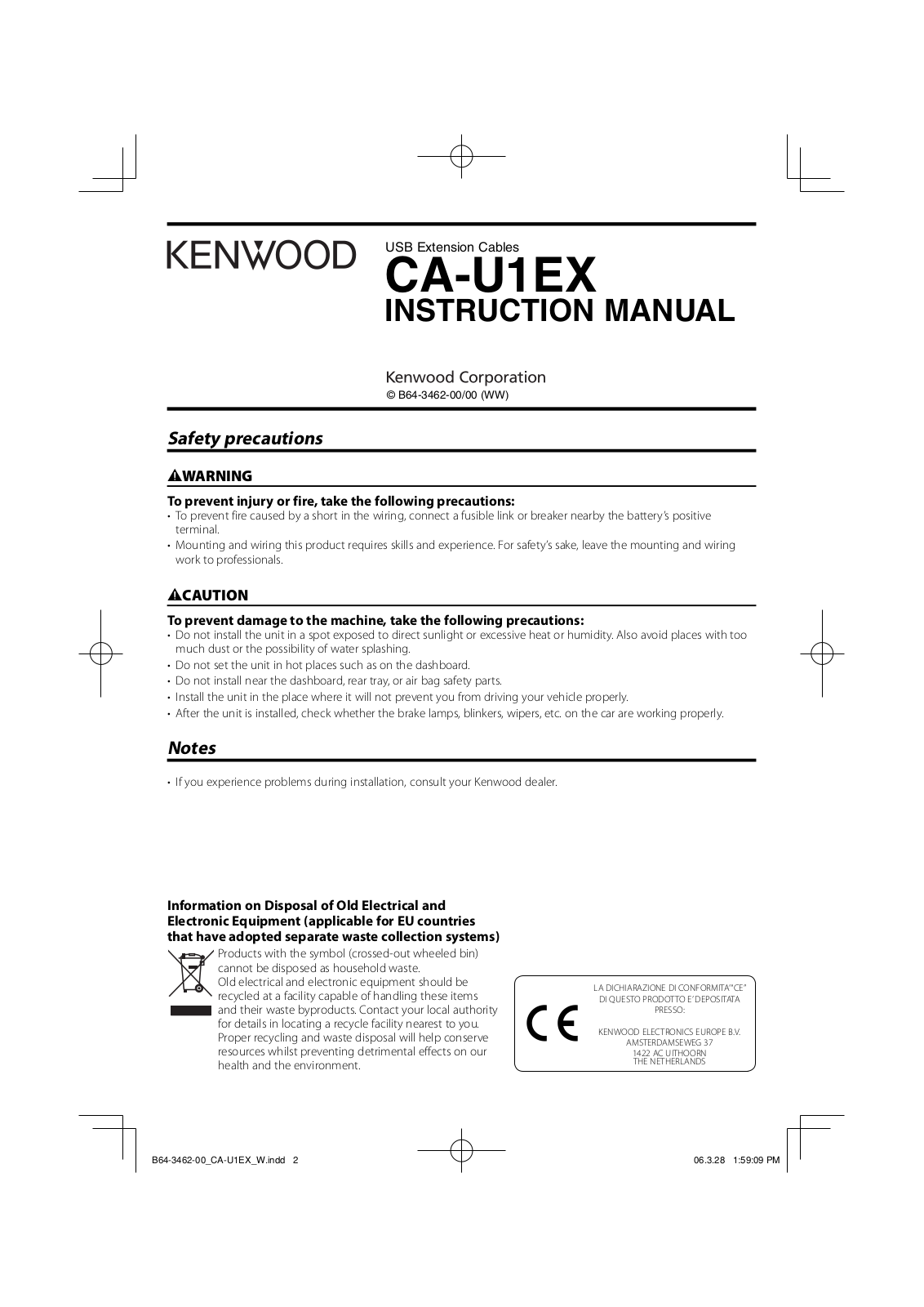 Kenwood CA-U1EX User Manual