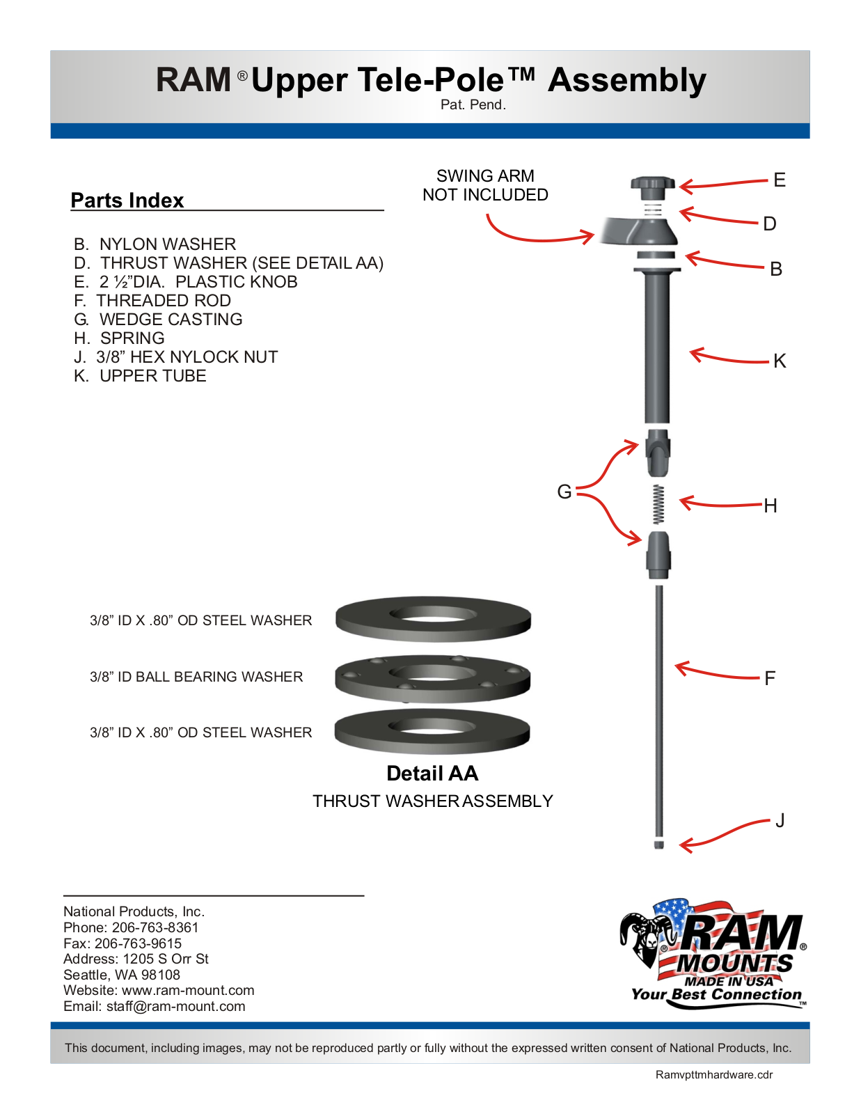 RAM Mount Upper Tele-Pole User Manual