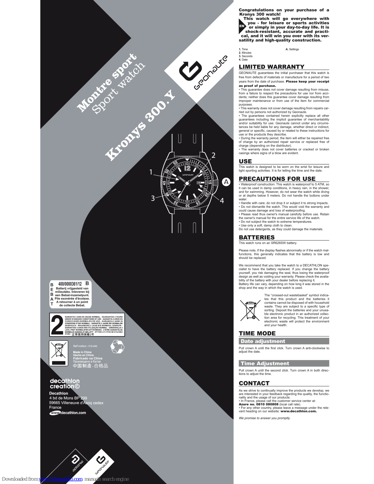 GEONAUTE KRONYS 300, KRONYS 300.Y User Manual