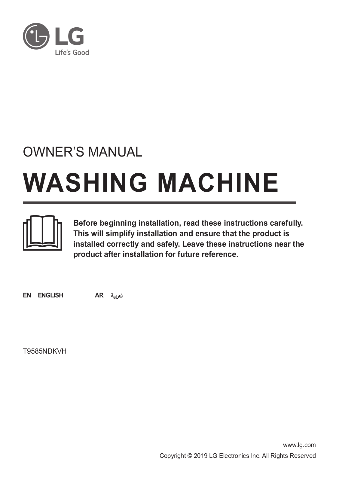 LG T9585NDKVH Owner’s Manual