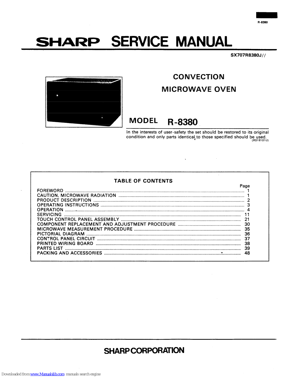 Sharp R-8380 Service Manual - ManualMachine.com