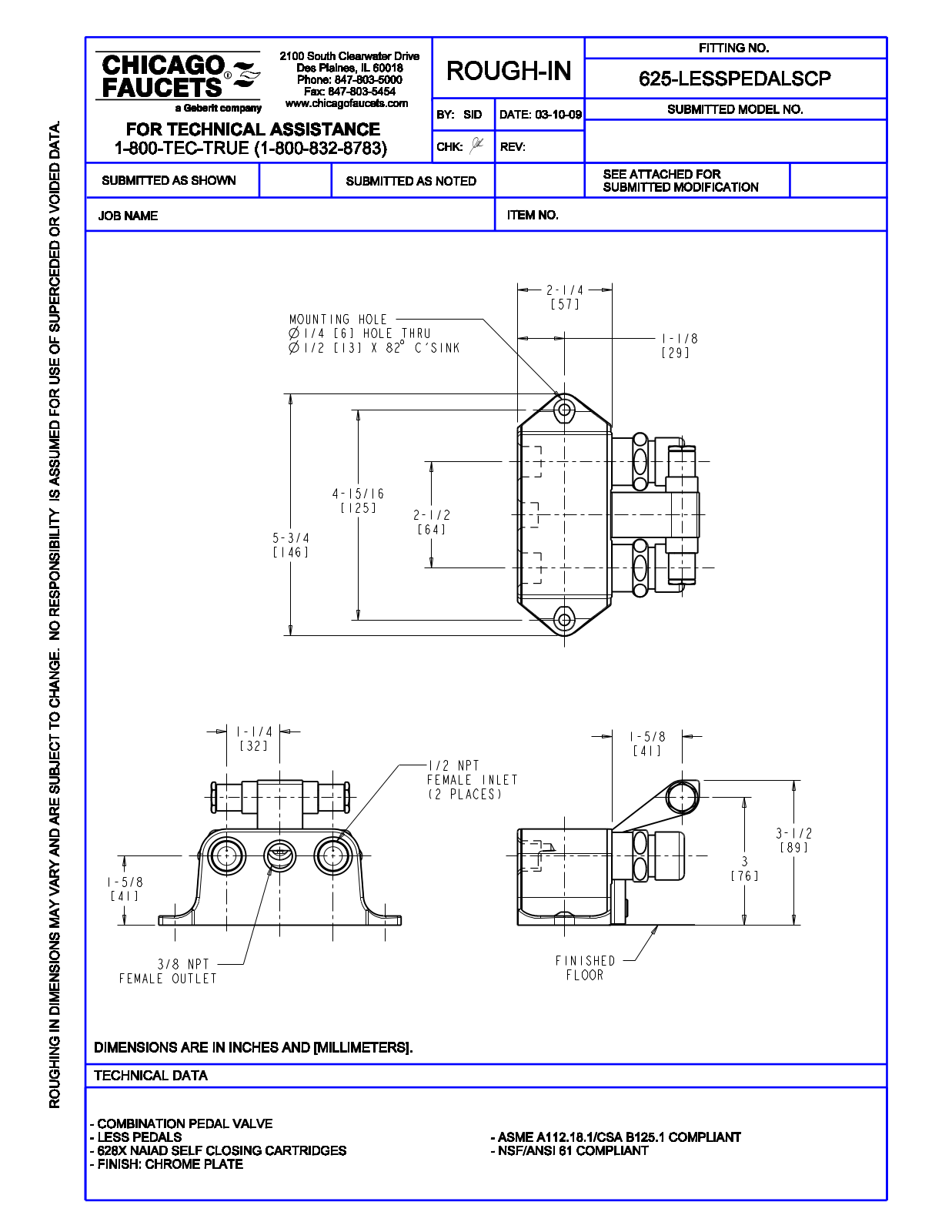 Chicago Faucet 625-LESSPEDALSCP User Manual