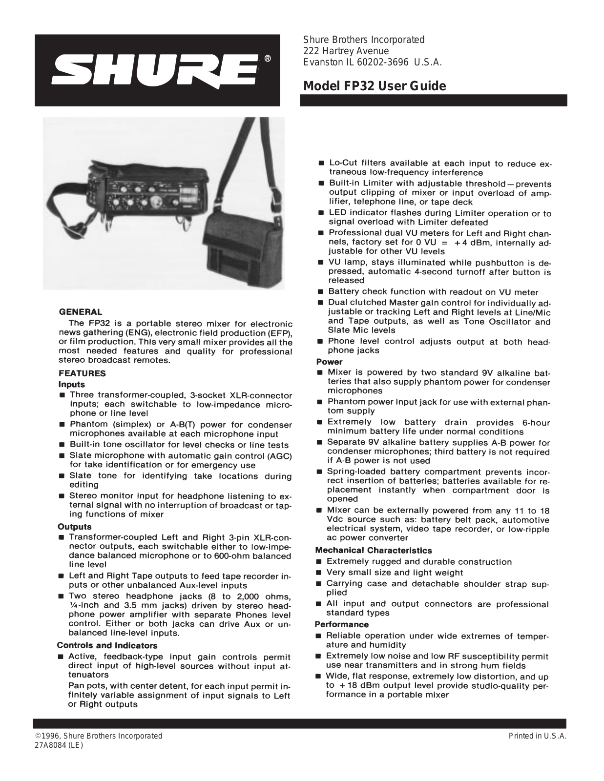 Shure FP32 User Manual