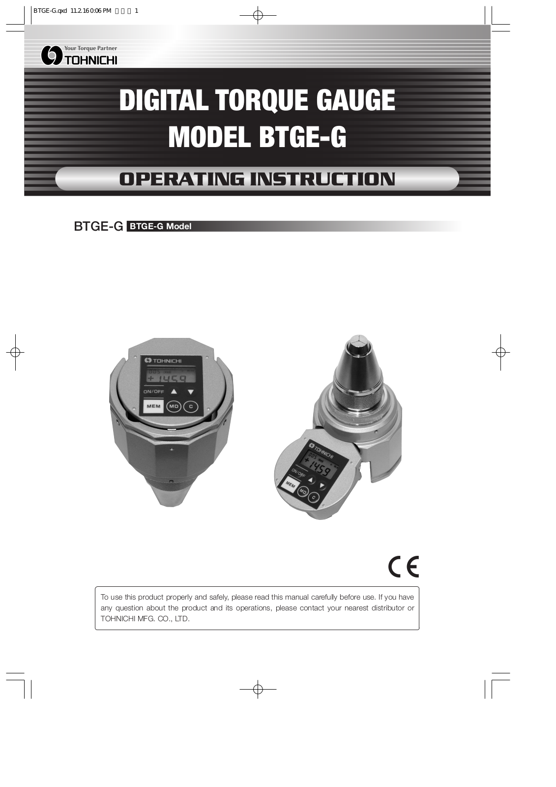 Tohnichi BTGE-G Operating Instruction - ManualMachine.com
