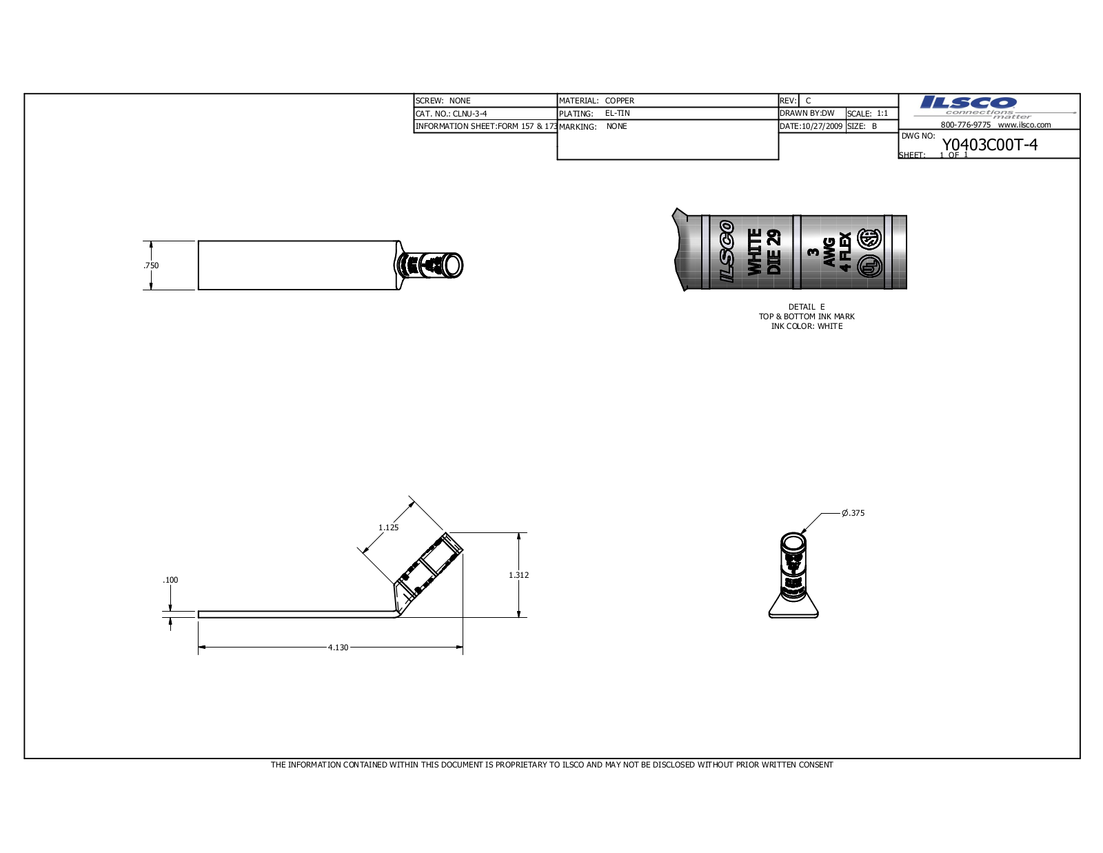 Ilsco CLNU-3-4 Data sheet