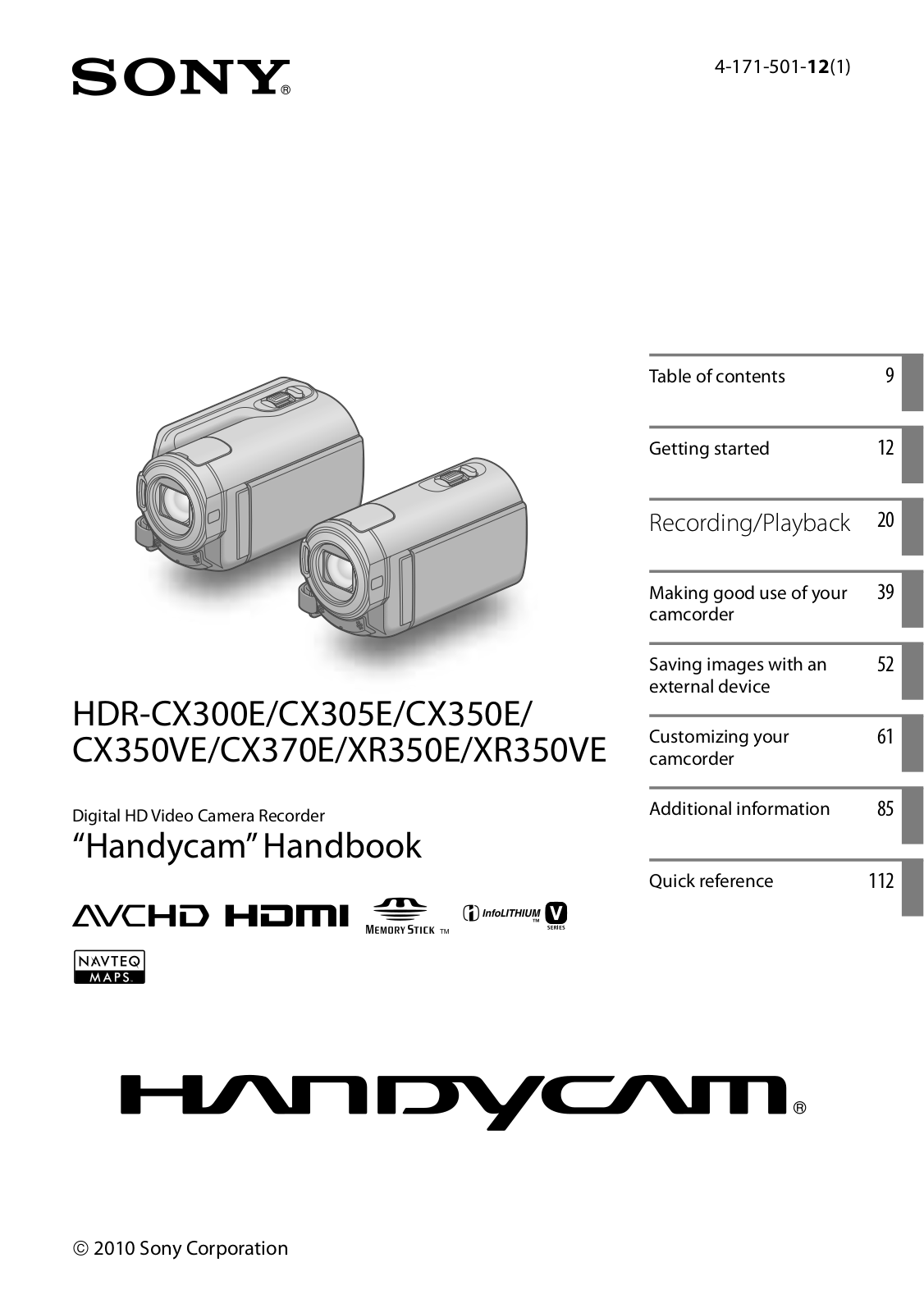 Sony 4-171-501-12 User Manual