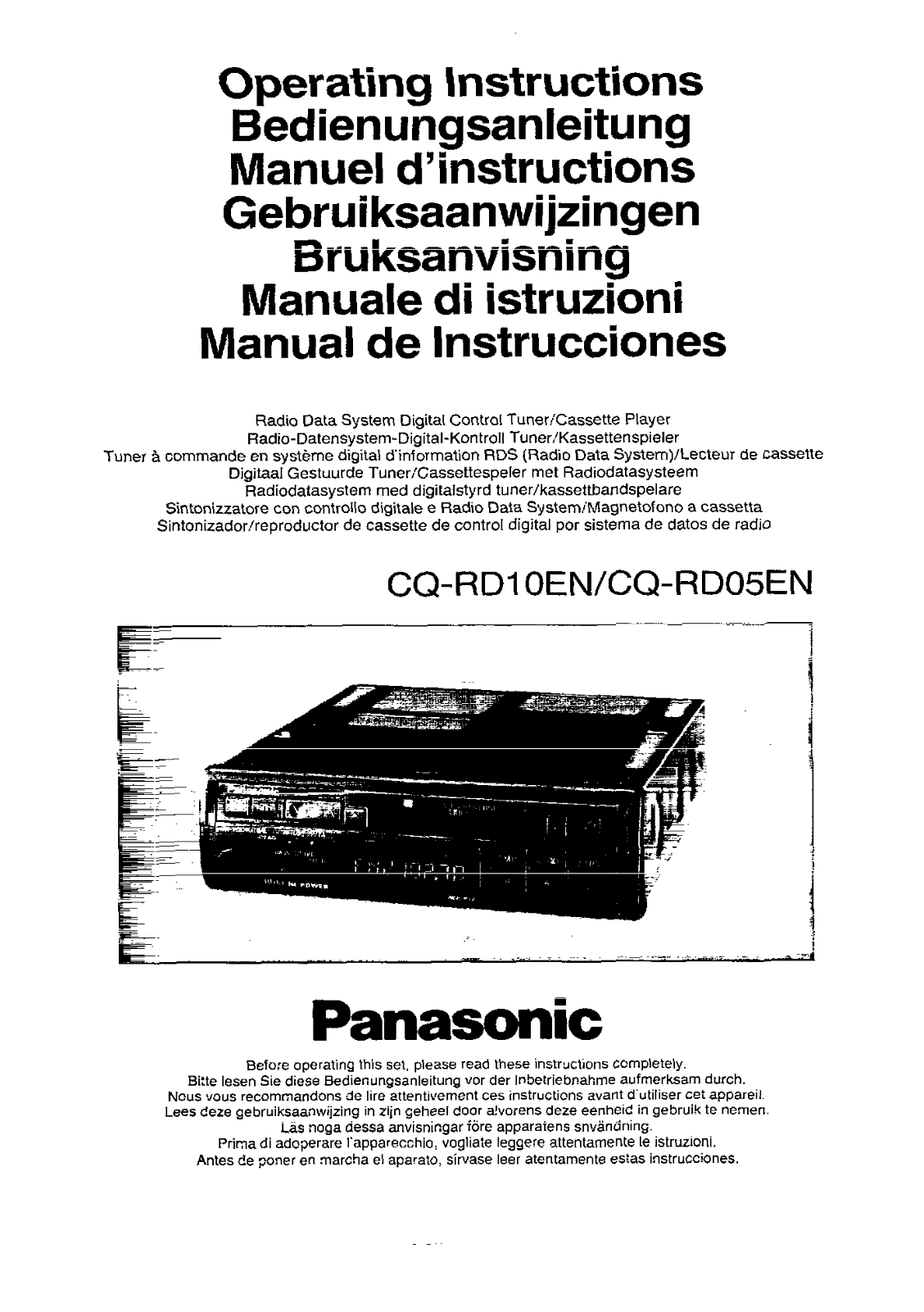 Panasonic CQ-RD10E User Manual