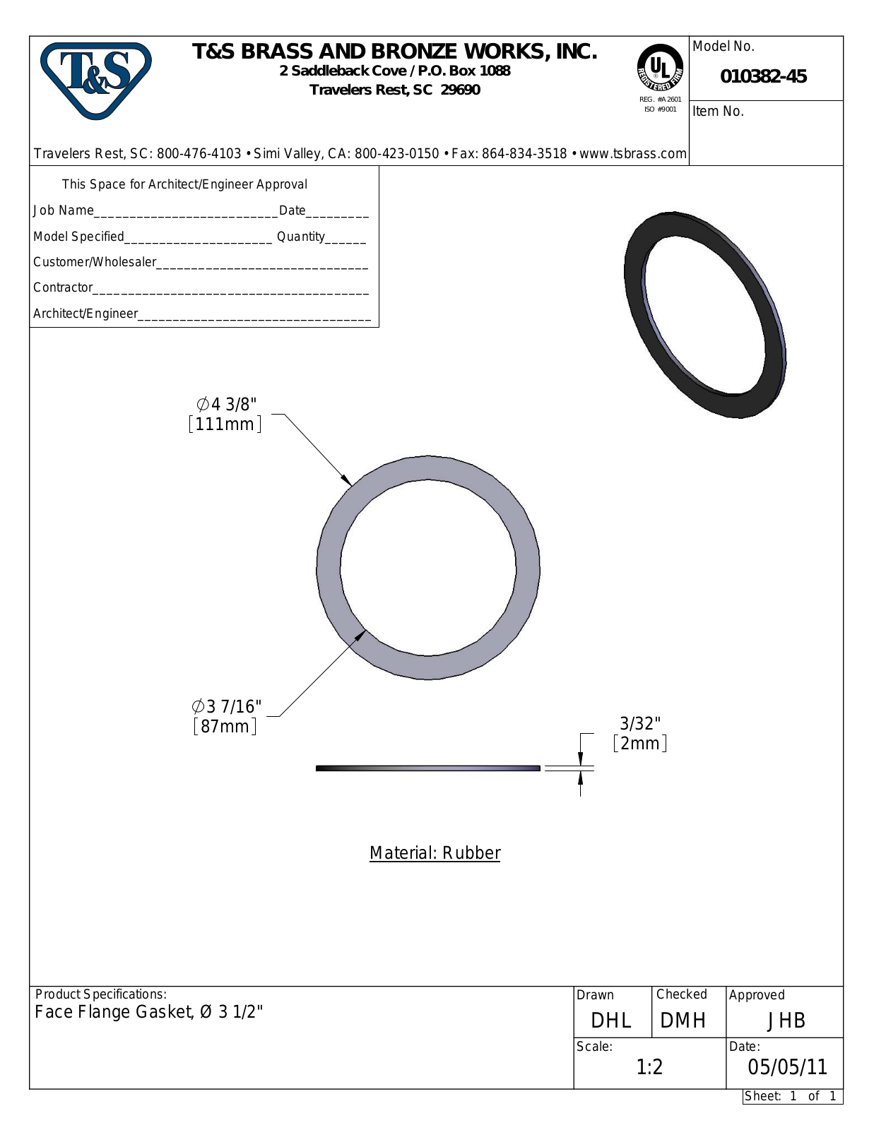 T&S Brass 010382-45 User Manual