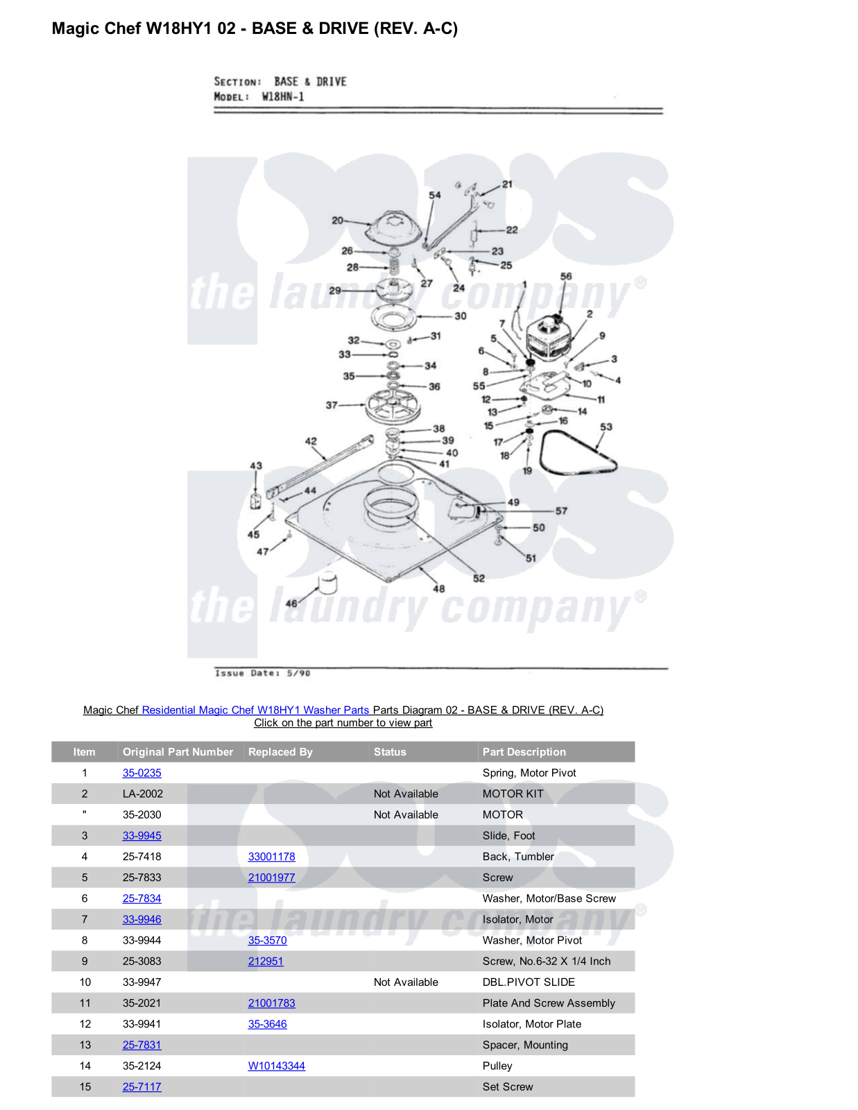 Magic Chef W18HY1 Parts Diagram