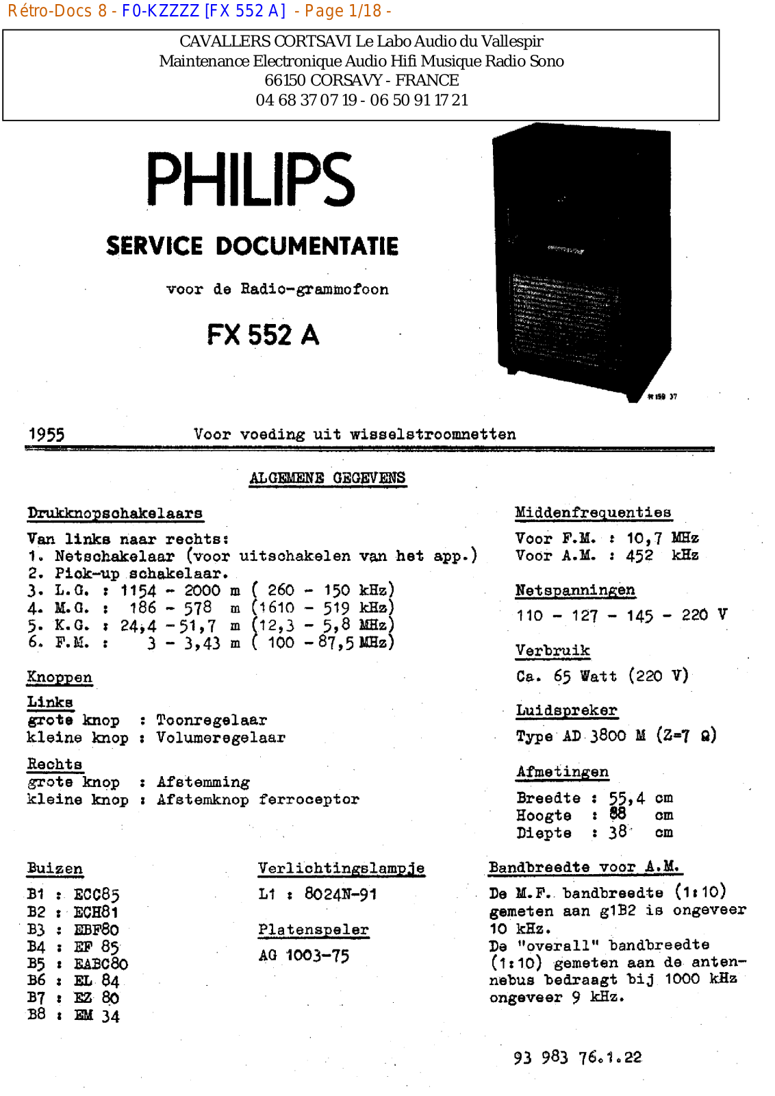 Philips fx 552 a Datasheet - ManualMachine.com