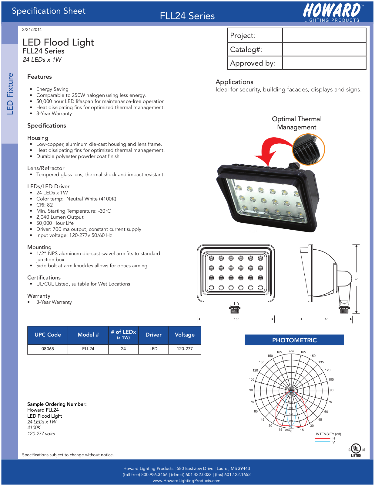 Howard Industries FLL24 Series Specifications