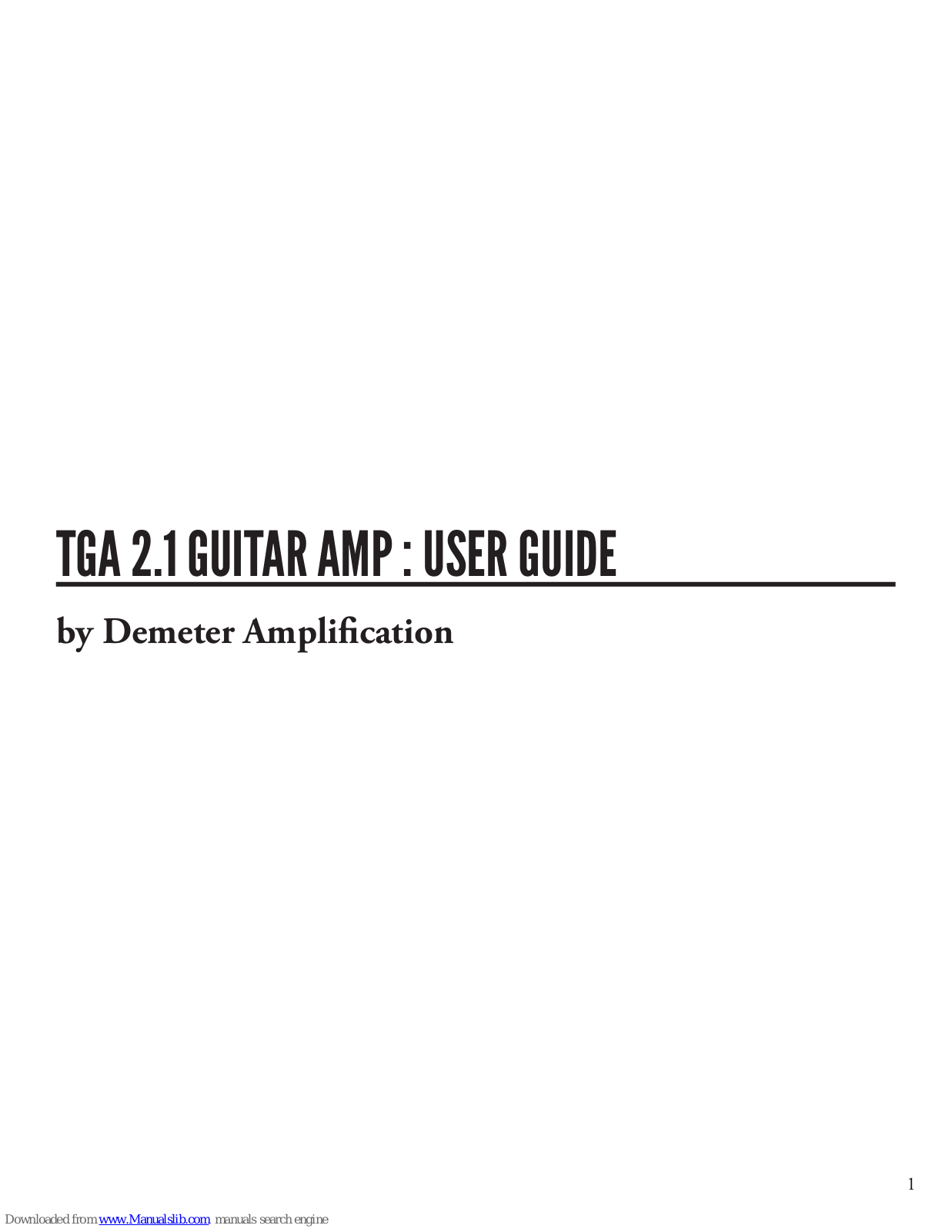 Demeter Amplification TGA 2.1 User Manual