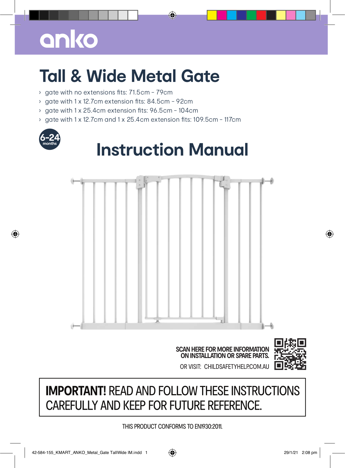 ANKO Tall Wide Metal Gate Instruction Manual